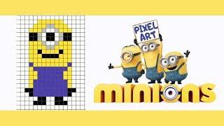 КАК РИСОВАТЬ МИНЬОНА ПО КЛЕТОЧКАМ! A MINIONS PIXEL ART HOW TO DRAW!