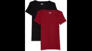 Amazon Essentials Women's Slim-Fit Short-Sleeve V-Neck T-Shirt.