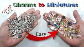 Cheap CHARMS for MINIATURES || Quick Easy HACK || DIY #miniaturehacks #jewelrycharms #jewellerycharm