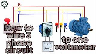 How to connect 3 phase circuit to one voltmeter? |Explained