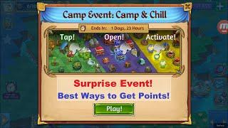 Merge Dragons! Surprise Camp & Chill Event! Best Ways to Get Points!