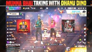 MUNNA BHAI TALKING WITH DHANU DINO ️ || PLAYING 1 V 1 WITH DHANU DINO ️ || FREE FIRE IN TELUGU