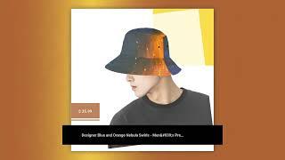 Designer Blue and Orange Nebula Swirls - Men's Premium Bucket Hat