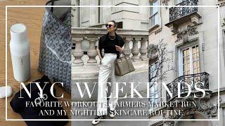 NYC WEEKENDS | NIGHTTIME SKINCARE ROUTINE, FAVORITE WORKOUTS, AND FARMERS MARKET RUN  | Léana Esch