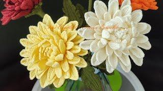 How to crochet Chrysanthemum flower/Cum crosetam floare Crizantema