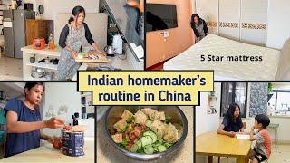 Luxury mattress at home, Grocery shopping, Liang pi, healthy dinner