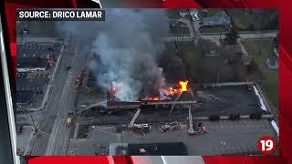 Drone 19: Multiple fire departments at Bedford Heights car wash