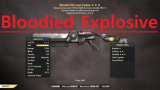 Fallout 76: Bloodied Explosive V63 Laser Carbine.