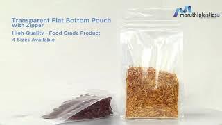 Buy Transparent Flat Bottom Pouch With Zipper Online - OneStop solution for all your packaging needs