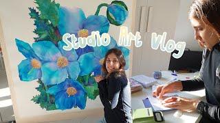 Studio Art Vlog  How I create my big watercolor painting  Tips for beginners