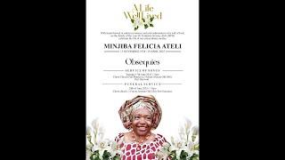 Service of songs in Honor of Mrs Minjiba Felicia Ateli at the Christ church port harcourt.
