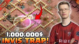 $1,000,000 INVIS TOWER Trap Eliminates #1 Team (Clash of Clans)