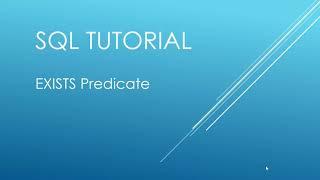 SQL Tutorial - EXISTS