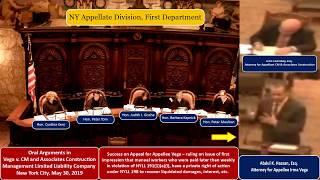 NY Appellate Division, First Department - Oral Arguments in Vega v. CM & Associates