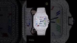 Admire this moissanite diamond watch with a stunning rainbow-colored face. #ivevar #usa#diamond