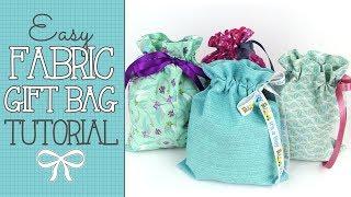 Drawstring Fabric Gift Bag Tutorial - Quick & EASY Scrap Buster