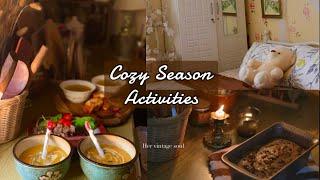 Cozy season rituals Sewing pillowcase, kitchen cleaning, cooking and baking cozy recipes