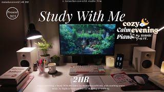 2 HOUR STUDY WITH ME | Cozy evening | Calm Piano | Pomodoro 30/10