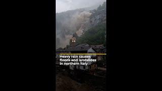 Heavy rain causes floods and landslides in northern Italy | AJ #shorts