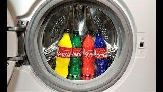 Experiment - Color Explosion - in a Washing Machine - Coca Cola Bottles