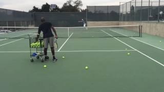 TeamG's Jonathan Star doing inside out forehand and backhand drill with Robbye Poole