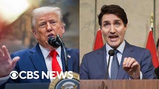 Trudeau slams Trump's tariffs as stocks plunge