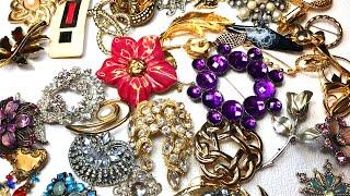 SHOP GOODWILL VINTAGE BROOCH Jewelry Unboxing Unbagging Resale Poshmark Youtube - LOTS OF BROOCHES!!