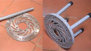 Unique making old moto disc brake for useful sit chair - Amazing DIY idea - làm ý tưởng DIY