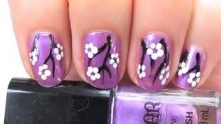 Purple Cherry Blossom Nail Art Tutorial