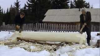 Dugout boat making in Siberia