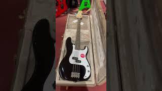 Squier Sonic Precision Bass Guitar w/White Pickguard, Laurel FB, Black