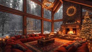 Soft Christmas Jazz Instrumental Music at Cozy Christmas Ambience  Warm Fireplace Sounds to Relax 