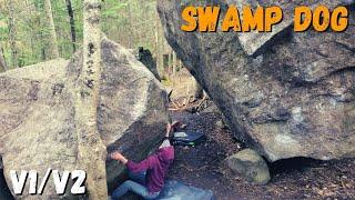 Swamp Dog (V1/V2) | Val-David Bouldering