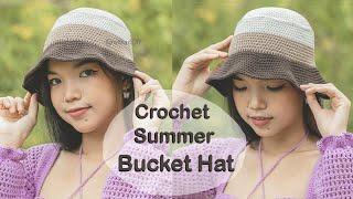 Easy Crochet Summer Bucket Hat Tutorial | Crochet 3Color Bucket Hat DIY