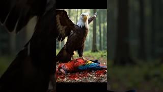 Part:1 Hero Rabbit Rescues the Macaw from the Eagle#macaw #eagle #animalrescue #cute #funny