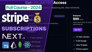 Stripe Subscriptions with Next.js - Full Course 2024