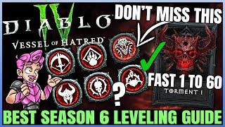 Diablo 4 - WARNING: Best Season 6 FAST Leveling Tricks - Level 1 to 60 Torment 1 - All Class Guide!