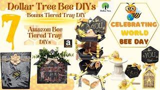 7 *Must See* Dollar Tree Bee DIYs & Amazon Tiered Tray DIYs +Bonus DIY  Celebrating World Bee Day 