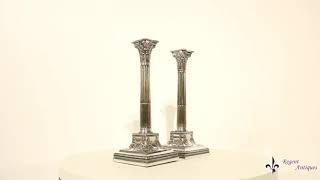 Antique Pair Silver Plated Candlesticks by James Dixon