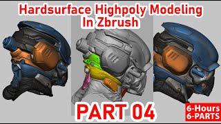 Hardsurface helmet Highpoly modeling in Zbrush Part_04