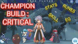 CHAMPION BUILD: CRITICAL BUILD |SKILL| STATS| EQ| RUNES| LVL84 FREE PLAYER   RAGNAROK M ETERNAL LOVE