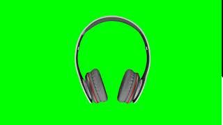 Gray Wireless Headphones Isolated on Green Screen - Chroma Key - No Copyright