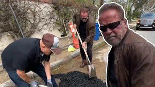 Arnold Schwarzenegger takes action to fix 'giant pothole'