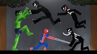 Spider-Man and Hulk vs Venom Team in People Playground