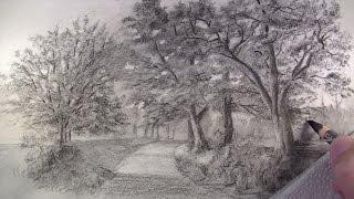 How to Draw with Charcoal Pencils - Landscape Sketching