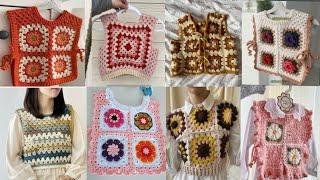 Crochet granny square vest ideas| Hand made crochet vest designs