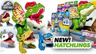 NEW DILOPHOSAURUS & WILD POP UPS! Jurassic World Hatchlings Toys - Indoraptor, T-Rex, Giganotosaurus