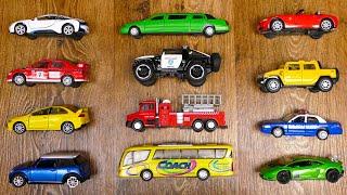 Metal Hot Diecast Model Cars Review From Floor POLICE SUV, LIMOUSINE, BUS, FIRE TRUCK