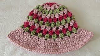 How to crochet a pretty baby / children's sun hat - summer hat tutorial