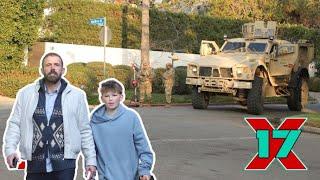 Ben Affleck Strolls With Son Sam And New Pup Amid National Guard Presence